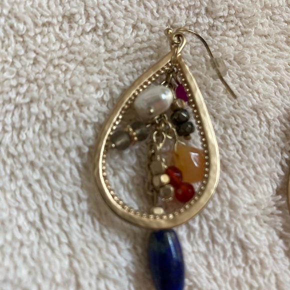 Fun and colorful dangle earrings. Multi color for versatility. Hook back. - Picture 3 of 5